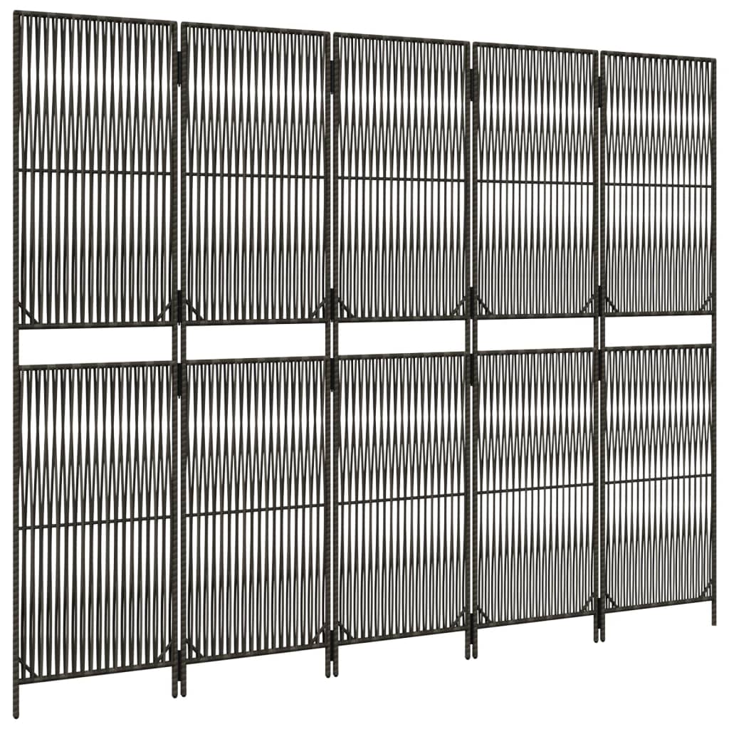 Szürke 5-paneles polyrattan térelválasztó Szürke 5-paneles polyrattan térelválasztó
