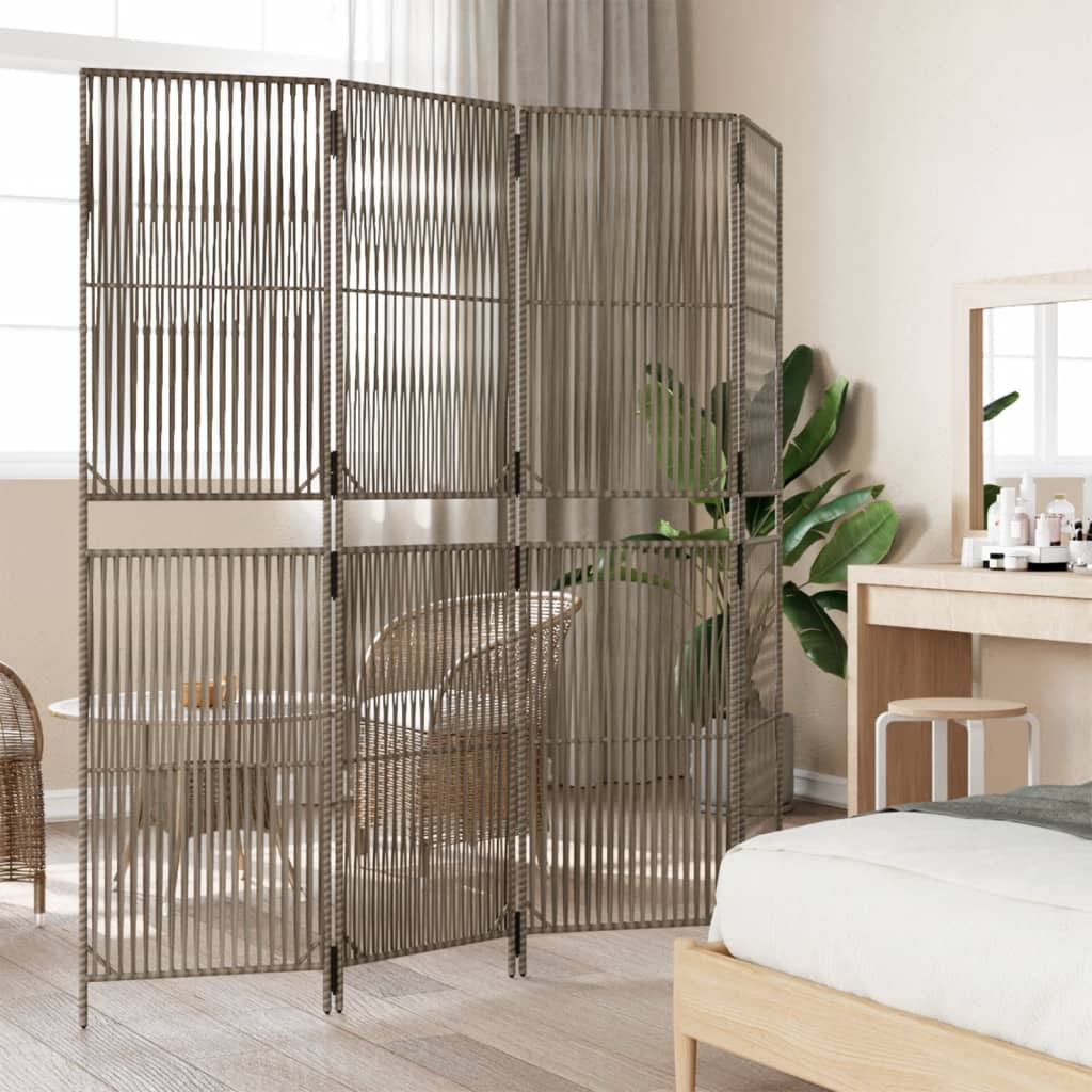 Szürke 4-paneles polyrattan térelválasztó Szürke 4-paneles polyrattan térelválasztó