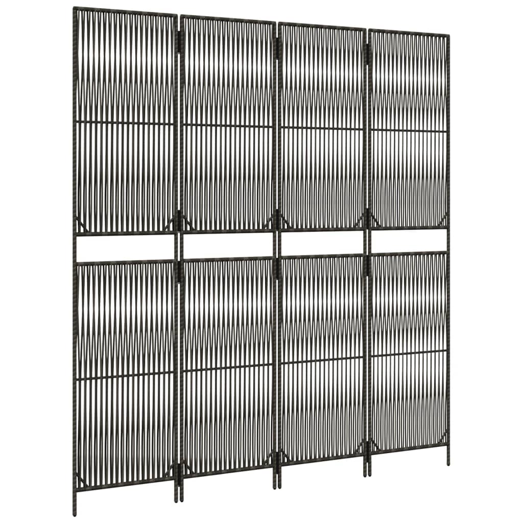 Szürke 4-paneles polyrattan térelválasztó Szürke 4-paneles polyrattan térelválasztó