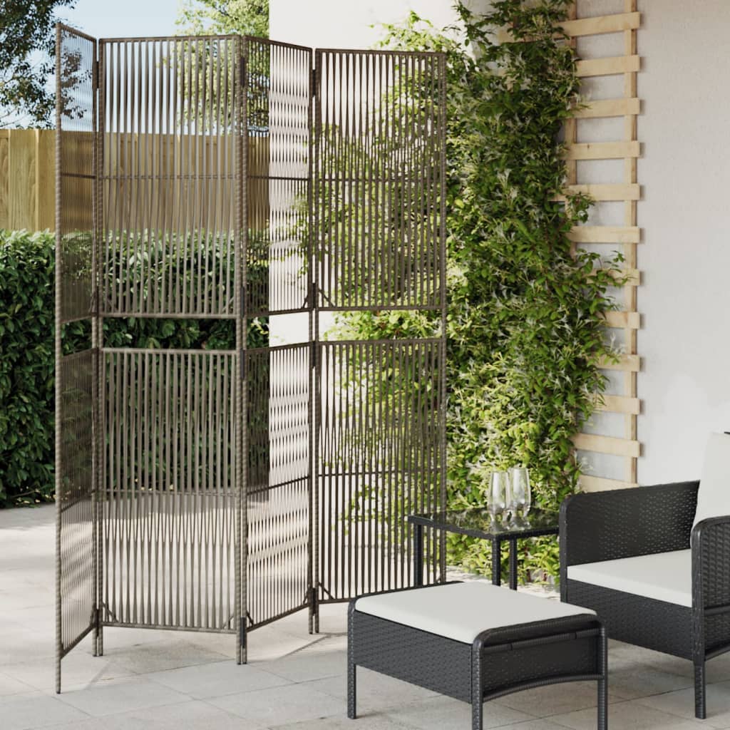 Szürke 4-paneles polyrattan térelválasztó Szürke 4-paneles polyrattan térelválasztó