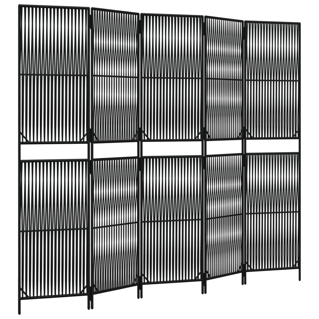 Fekete 5-paneles polyrattan térelválasztó Fekete 5-paneles polyrattan térelválasztó