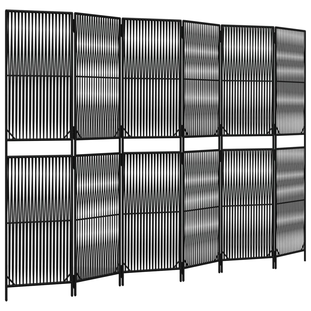 Fekete 6-paneles polyrattan térelválasztó