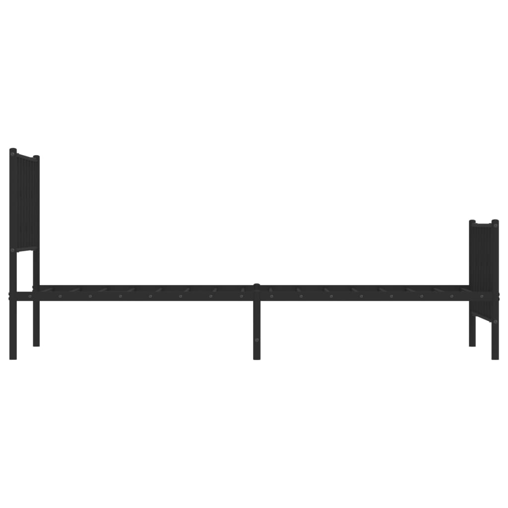 Fekete fém ágykeret fej- és lábtámlával 90 x 200 cm
