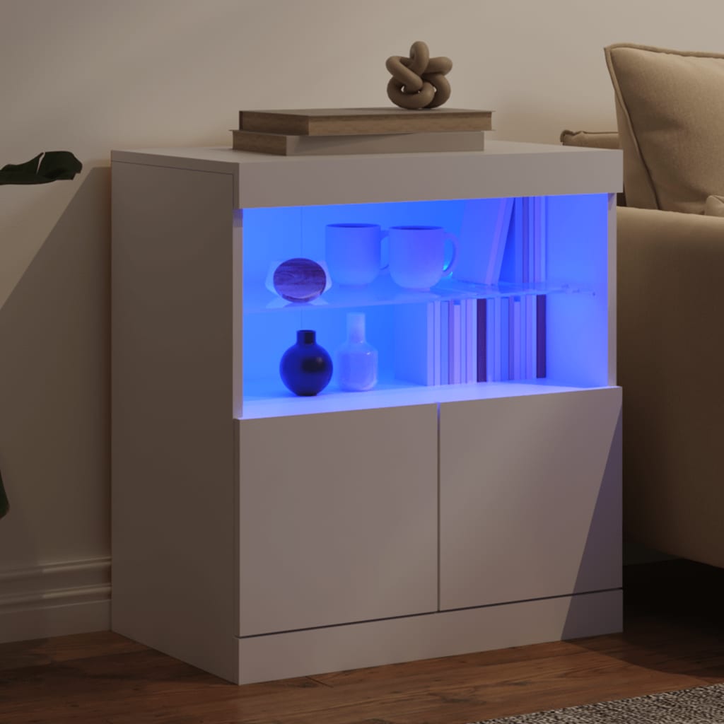Fehér tálalószekrény led-világítással 60 x 37 x 67 cm