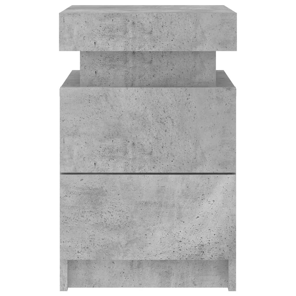 2 db betonszürke éjjeliszekrény led-világítással 35x39x55 cm