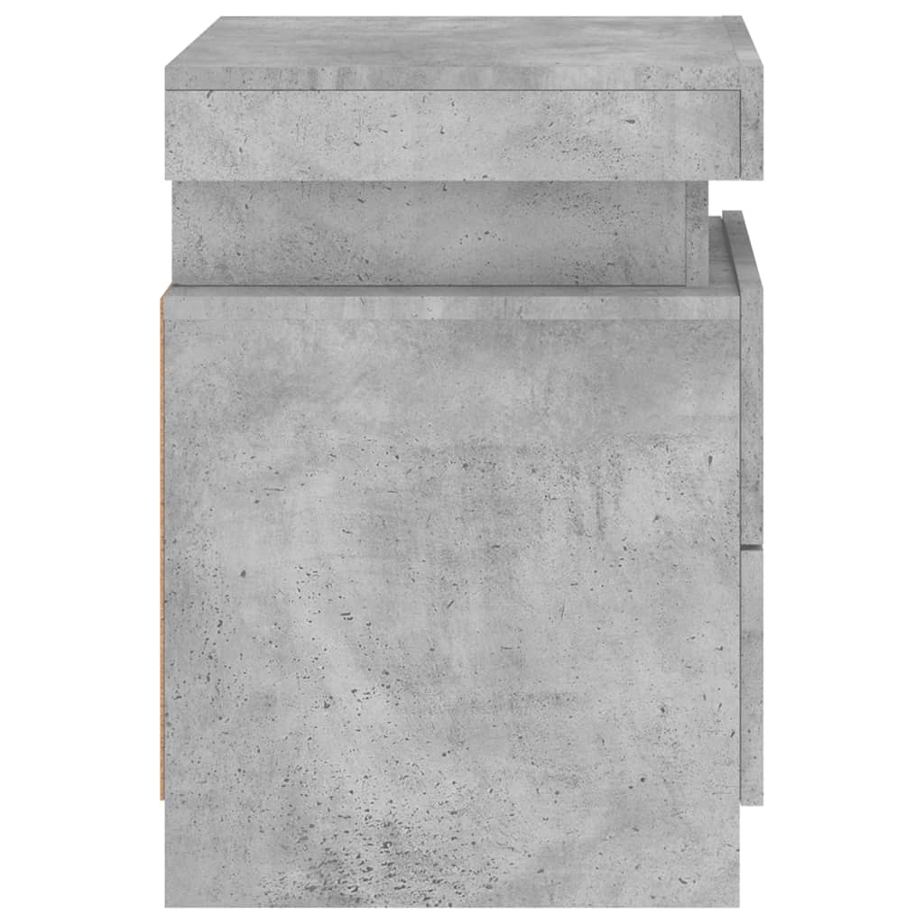 2 db betonszürke éjjeliszekrény led-világítással 35x39x55 cm
