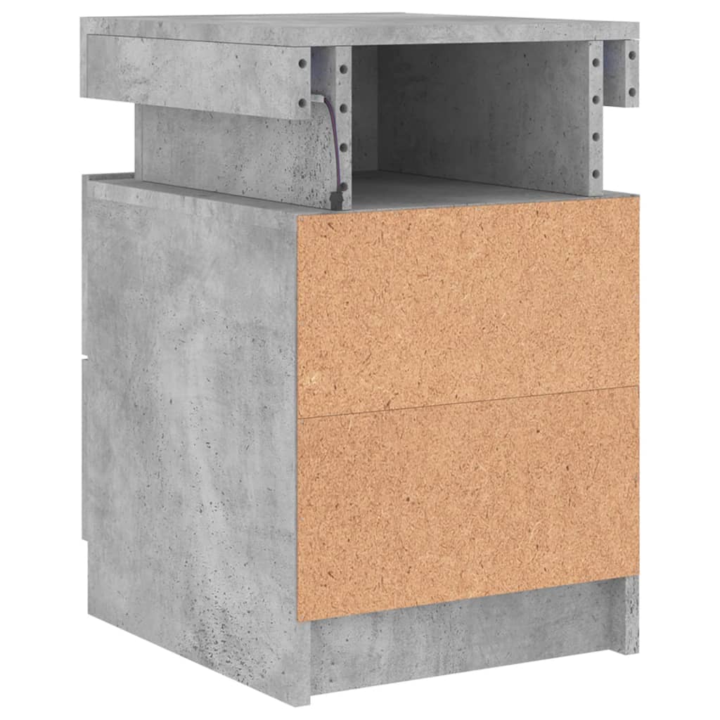 2 db betonszürke éjjeliszekrény led-világítással 35x39x55 cm