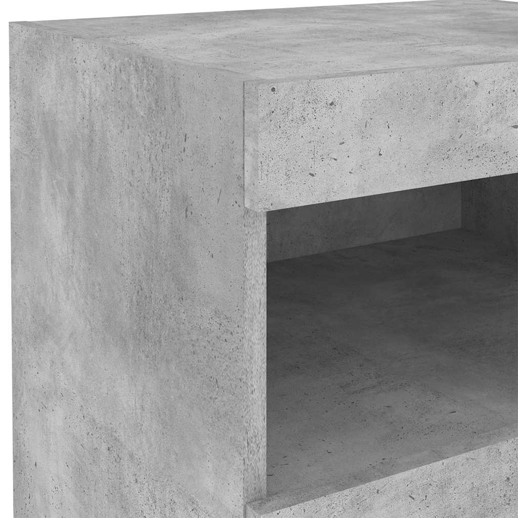 2 db betonszürke éjjeliszekrény led-fényekkel 50x40x45 cm