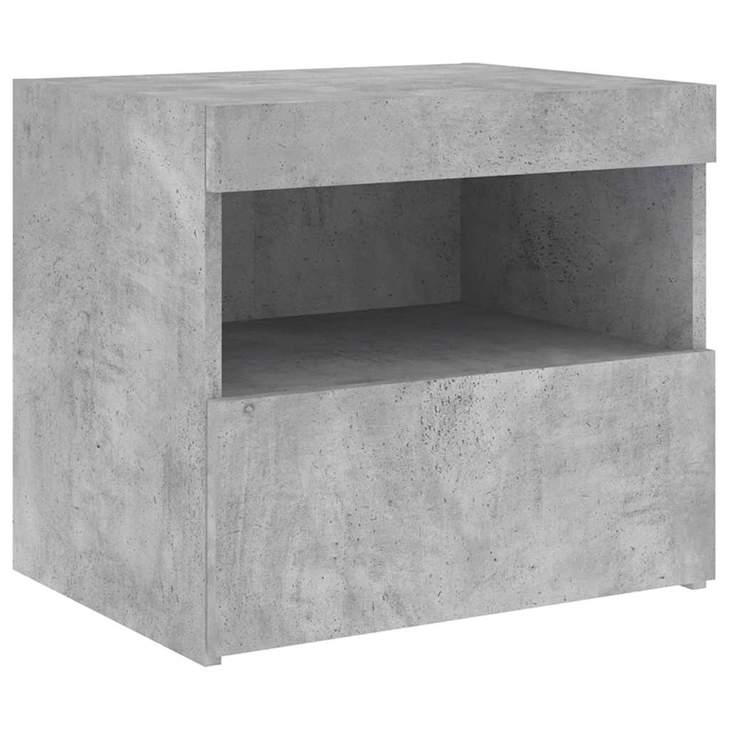 2 db betonszürke éjjeliszekrény led-fényekkel 50x40x45 cm