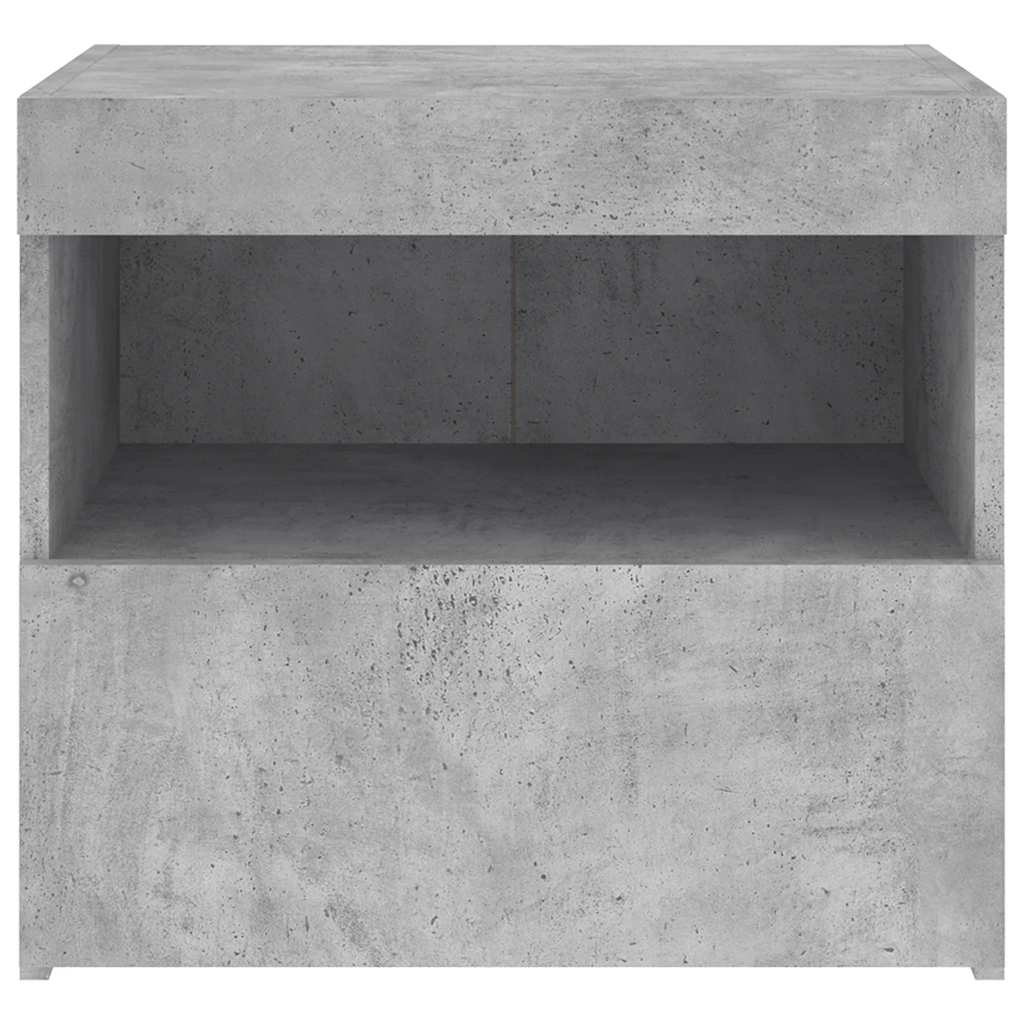 2 db betonszürke éjjeliszekrény led-fényekkel 50x40x45 cm