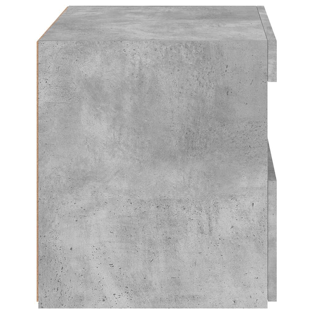 2 db betonszürke éjjeliszekrény led-fényekkel 50x40x45 cm