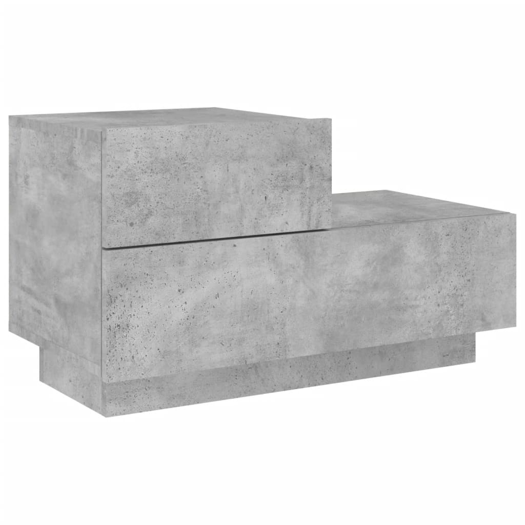 2 db betonszürke éjjeliszekrény led-fényekkel 70x36x40,5 cm
