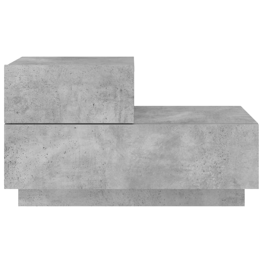 2 db betonszürke éjjeliszekrény led-fényekkel 70x36x40,5 cm