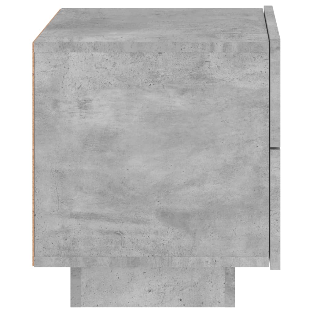 2 db betonszürke éjjeliszekrény led-fényekkel 70x36x40,5 cm