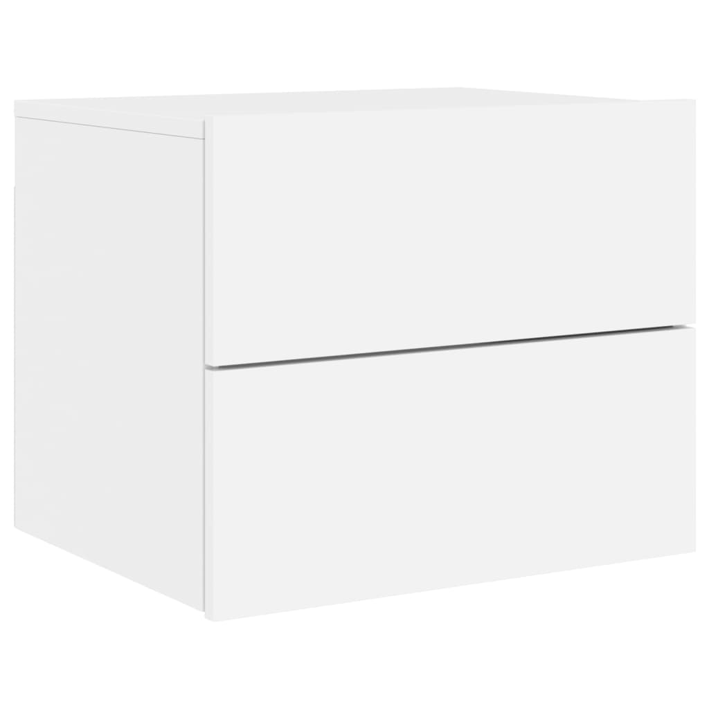 2 db fehér falra szerelhető éjjeliszekrény led-világítással