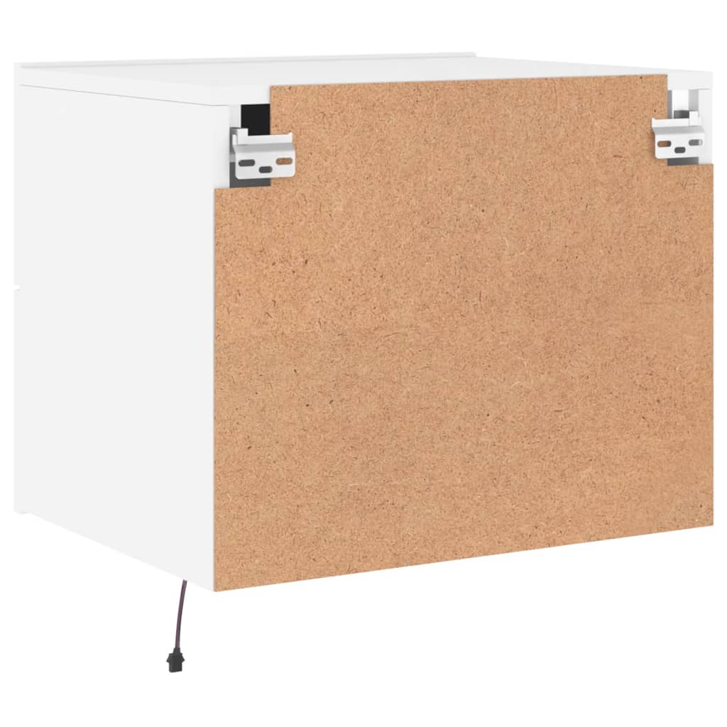 2 db fehér falra szerelhető éjjeliszekrény led-világítással