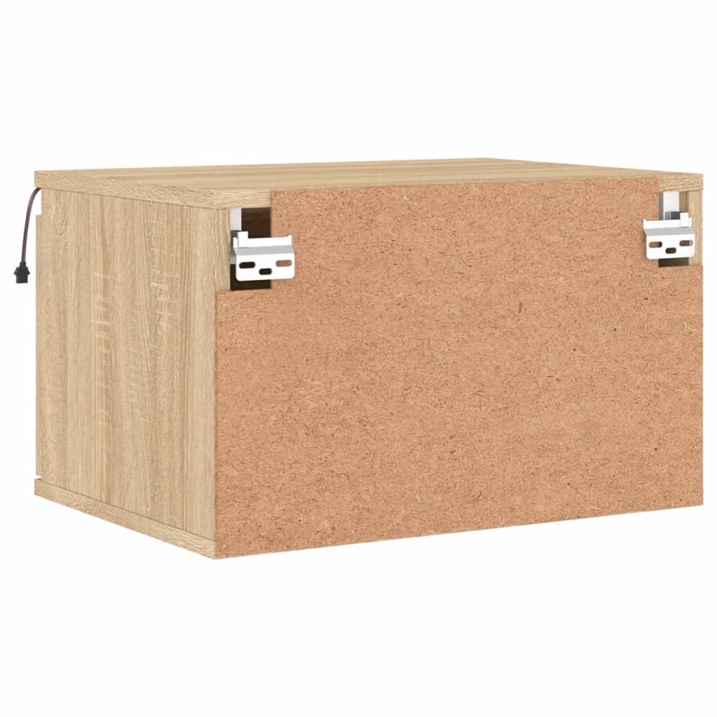 Falra szerelhető sonoma tölgy éjjeli szekrény led-világítással