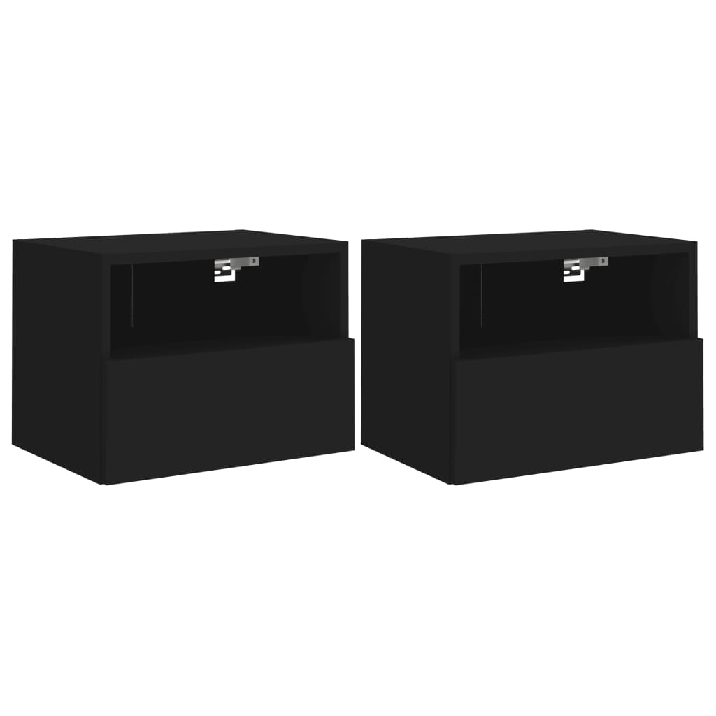 2 db fekete szerelt fa fali tv-szekrény 40 x 30 x 30 cm