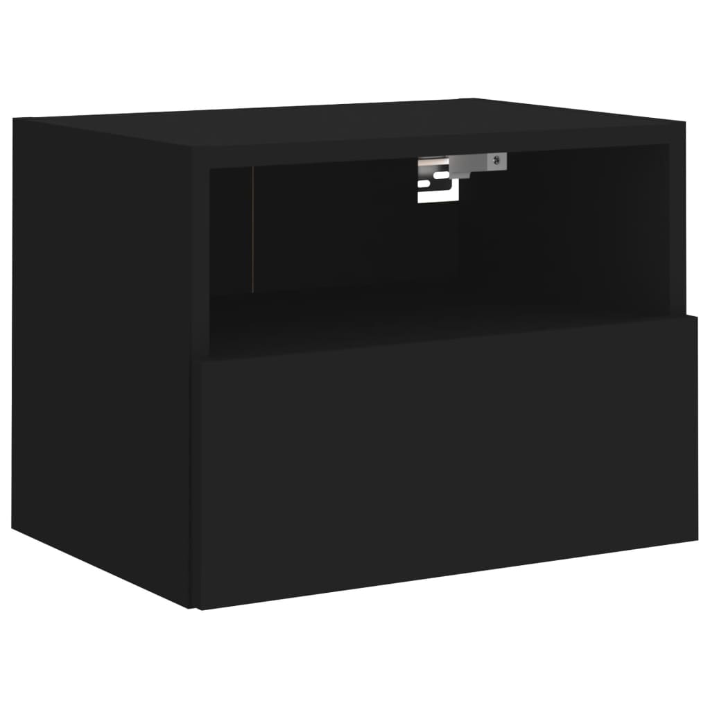 2 db fekete szerelt fa fali tv-szekrény 40 x 30 x 30 cm