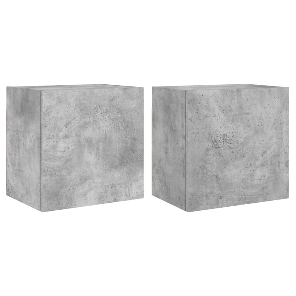 2 db betonszürke szerelt fa fali tv-szekrény 40,5 x 30 x 40 cm