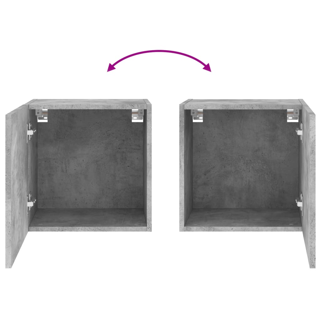 2 db betonszürke szerelt fa fali tv-szekrény 40,5 x 30 x 40 cm