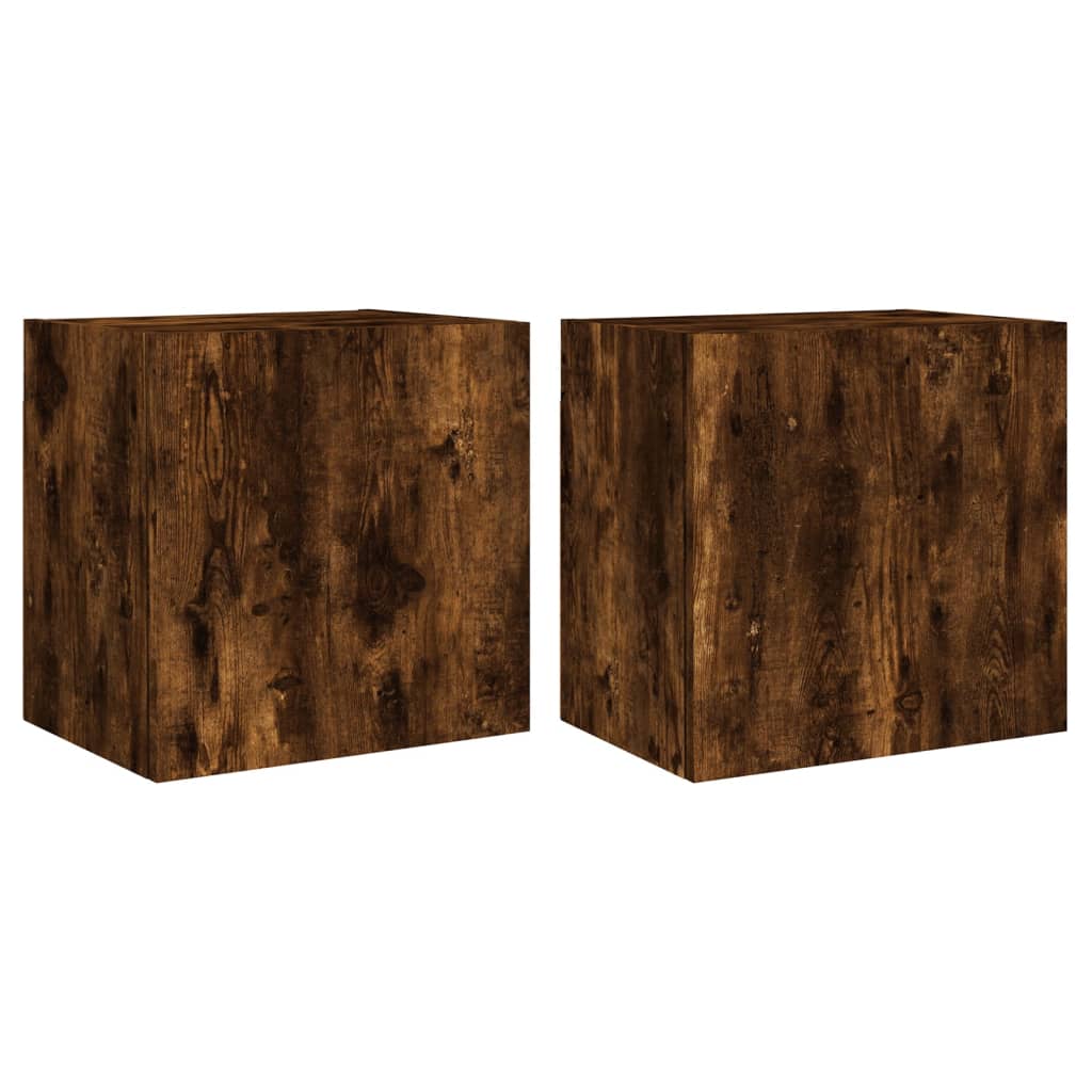 2 db füstös tölgy szerelt fa fali tv-szekrény 40,5 x 30 x 40 cm