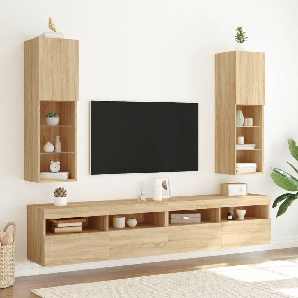 2 db sonoma tölgy színű tv-szekrény led-ekkel 30,5x30x102 cm 2 db sonoma tölgy színű tv-szekrény led-ekkel 30,5x30x102 cm