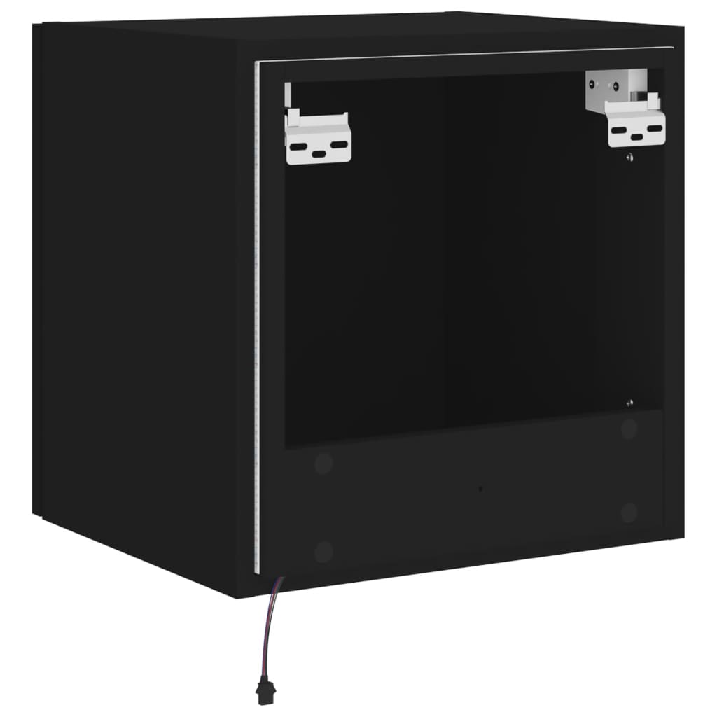 2 db fekete fali tv-szekrény led-világítással 40,5x35x40 cm