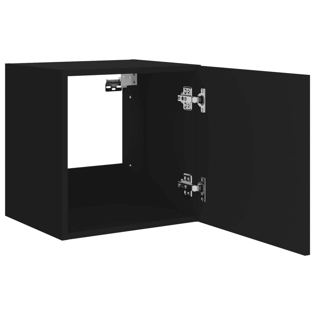 2 db fekete fali tv-szekrény led-világítással 40,5x35x40 cm