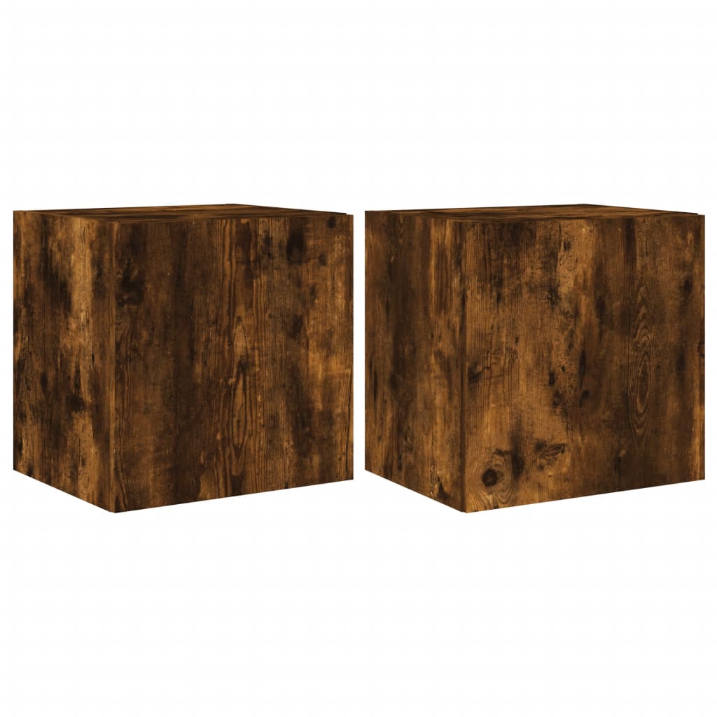 2 db füstös tölgy fali tv-szekrény led-ekkel 40,5x35x40 cm