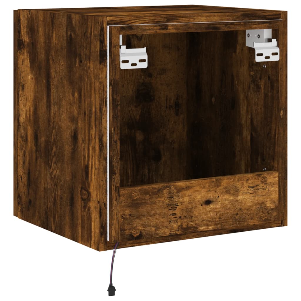 2 db füstös tölgy fali tv-szekrény led-ekkel 40,5x35x40 cm