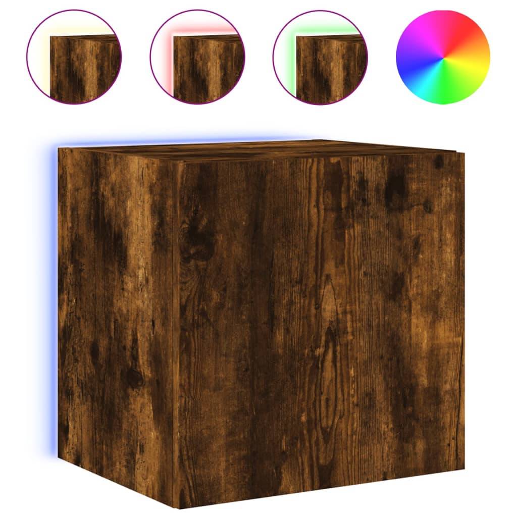 2 db füstös tölgy fali tv-szekrény led-ekkel 40,5x35x40 cm