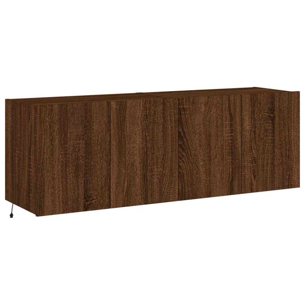 2 db barna tölgyszínű fali tv-szekrény led-del 60x35x41 cm