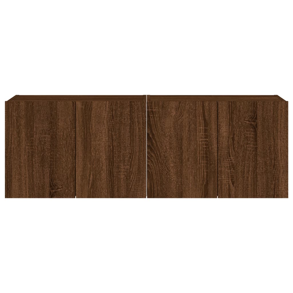 2 db barna tölgyszínű fali tv-szekrény led-del 60x35x41 cm