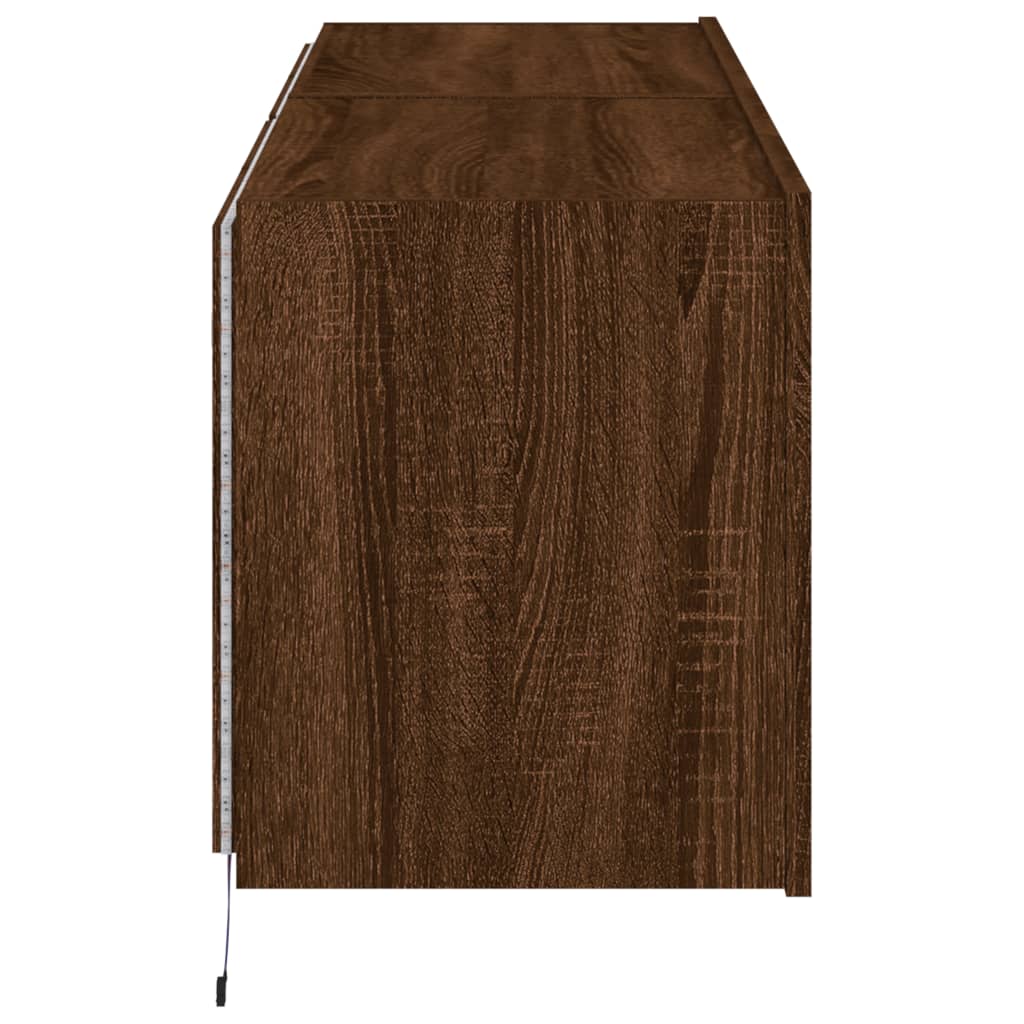2 db barna tölgyszínű fali tv-szekrény led-del 60x35x41 cm