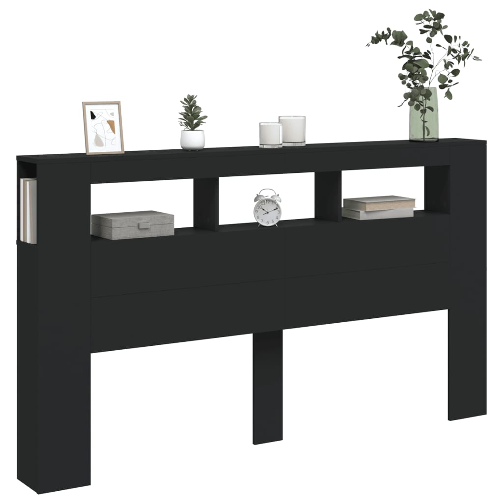 Fekete szerelt fa led-es fejtámla 180x18,5x103,5 cm Fekete szerelt fa led-es fejtámla 180x18,5x103,5 cm