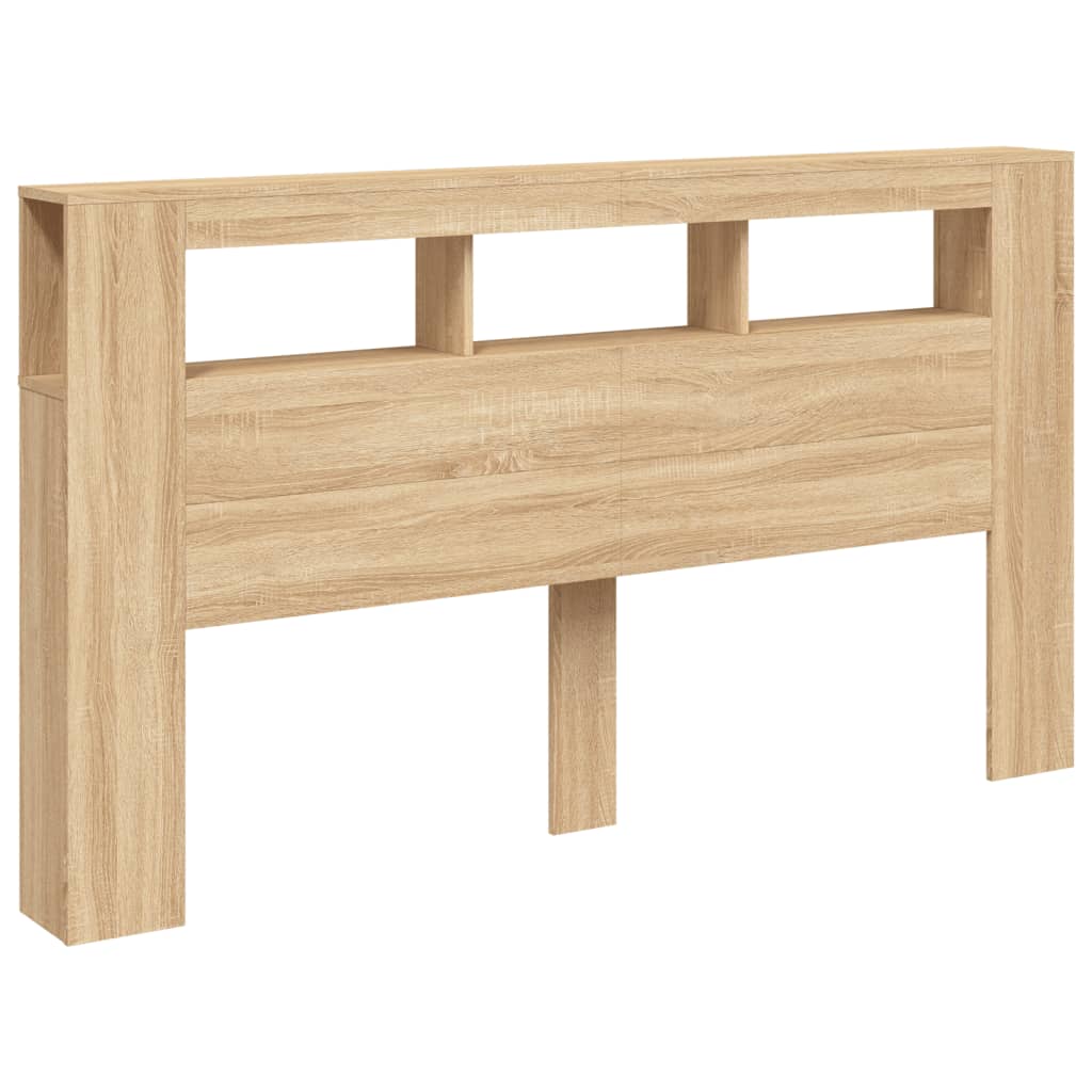 Sonoma-tölgyszínű szerelt fa led-es fejtámla 180x18,5x103,5 cm
