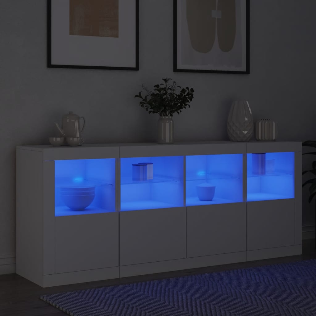Fehér tálalószekrény led-világítással 163 x 37 x 67 cm