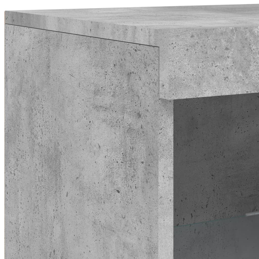 3 db betonszürke szerelt fa tálalószekrény led-ekkel