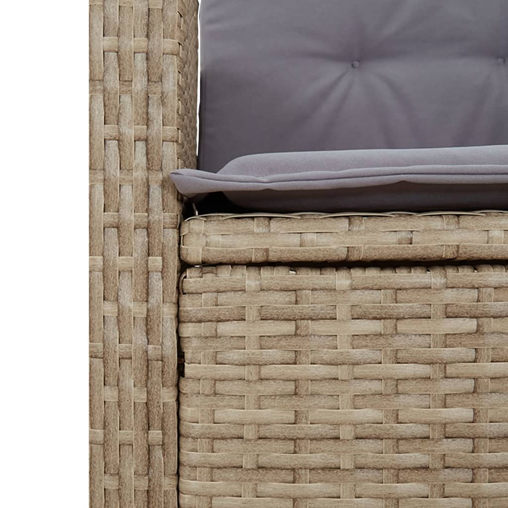 Vegyes bézs polyrattan dönthető kerti szék párnákkal