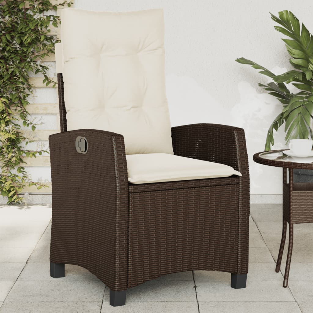 2 db barna polyrattan dönthető kerti szék párnákkal