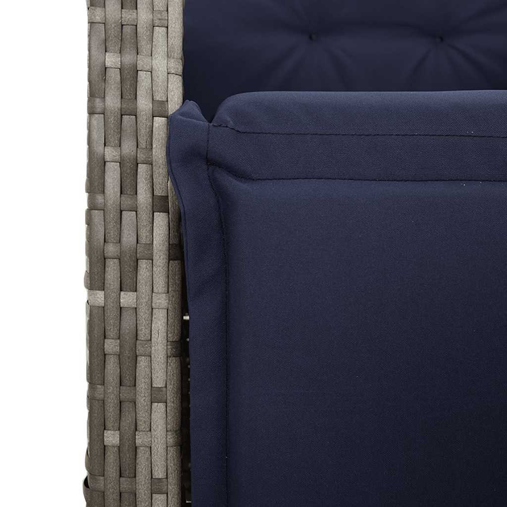 Szürke polyrattan dönthető kerti szék lábtartóval