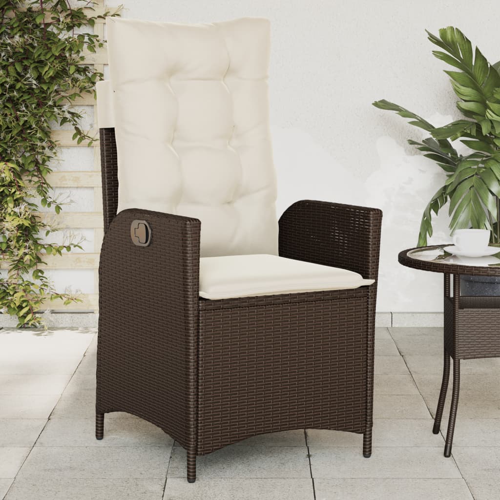 2 db barna polyrattan dönthető kerti szék párnákkal