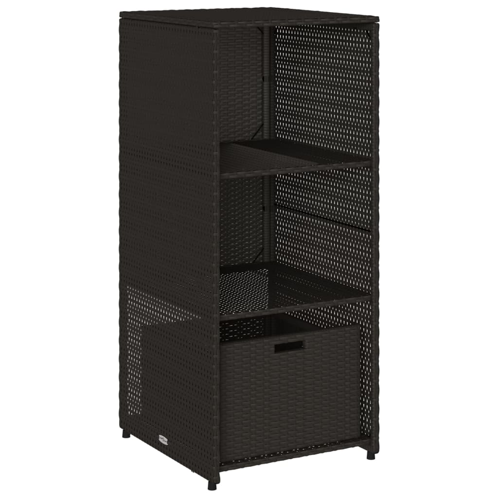 Fekete polyrattan kerti tárolószekrény 50 x 55 x 115 cm