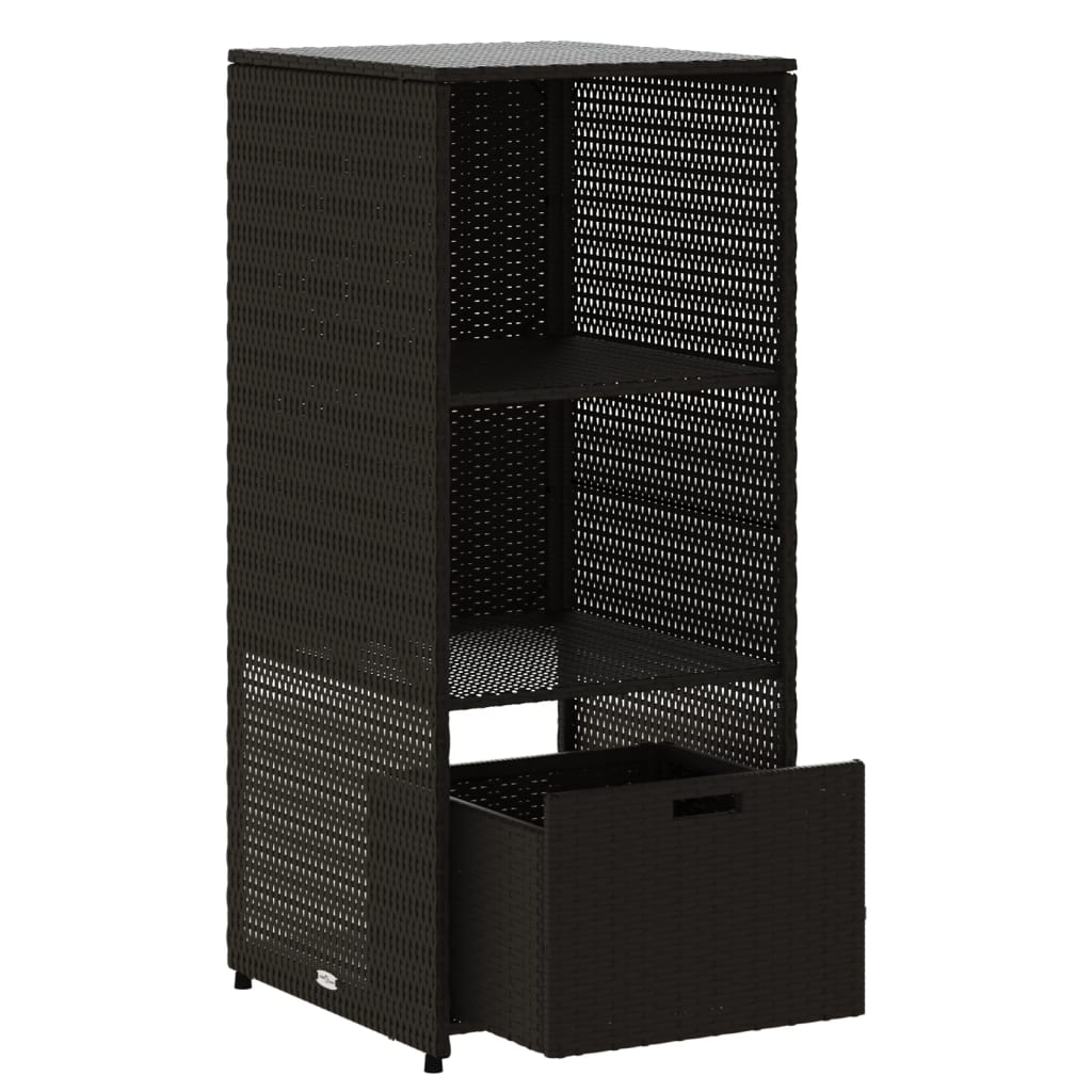 Fekete polyrattan kerti tárolószekrény 50 x 55 x 115 cm