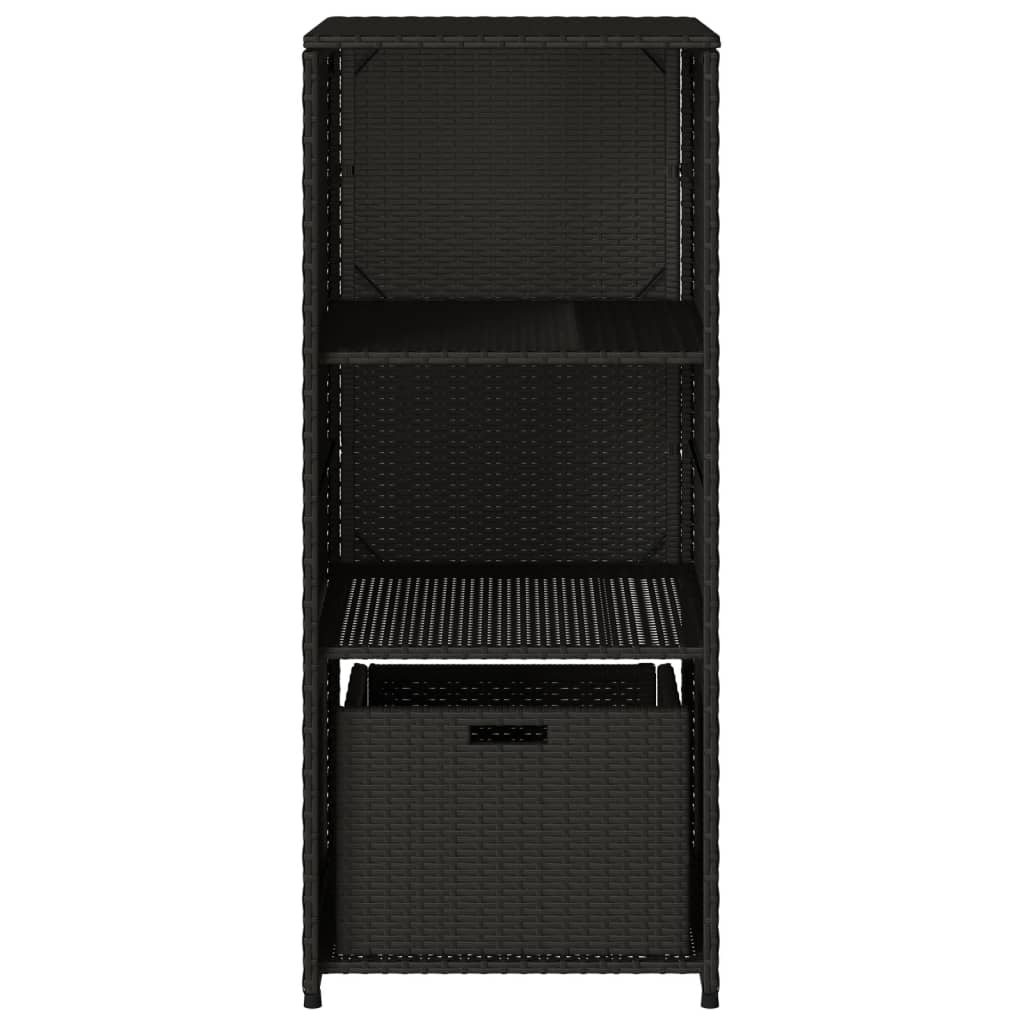 Fekete polyrattan kerti tárolószekrény 50 x 55 x 115 cm