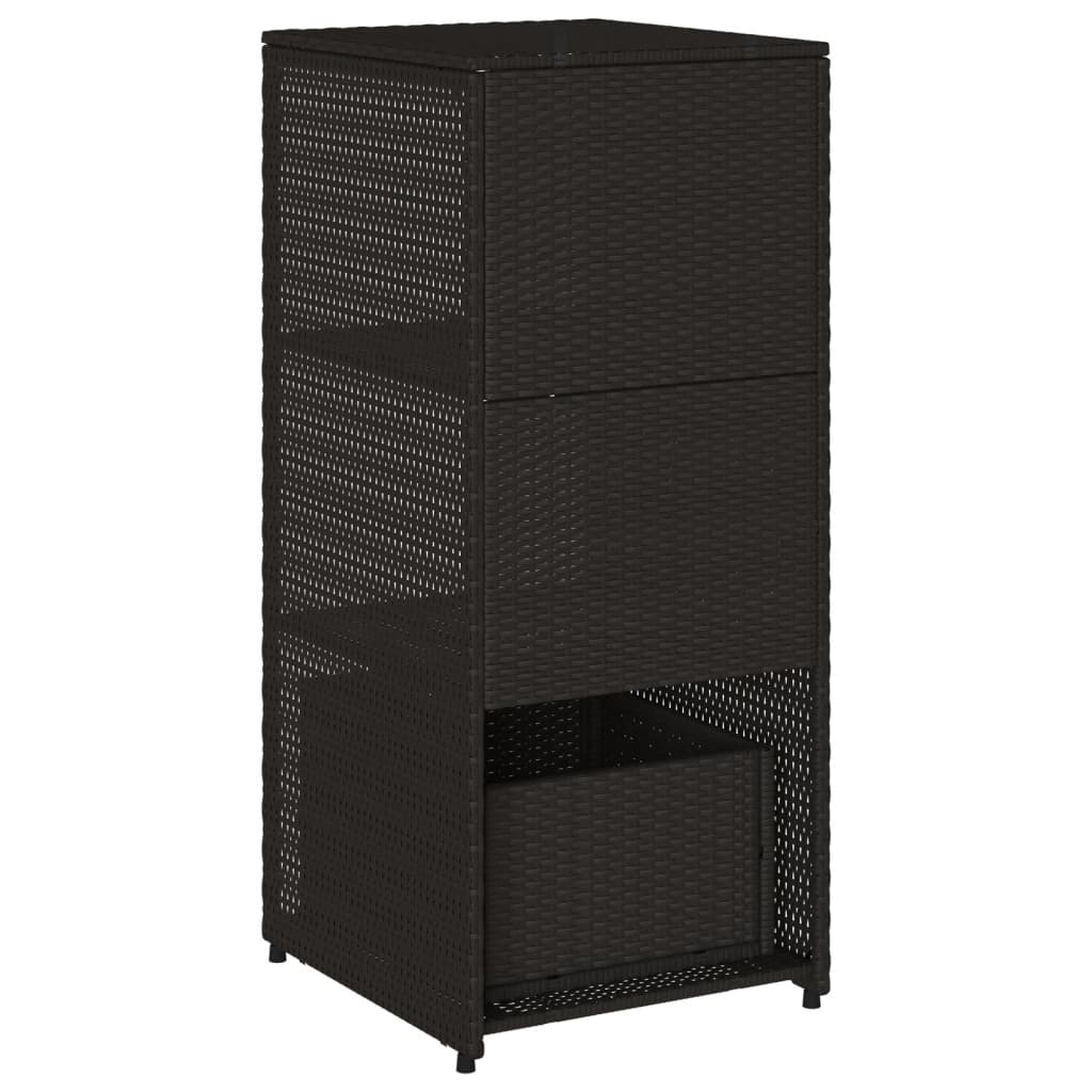 Fekete polyrattan kerti tárolószekrény 50 x 55 x 115 cm
