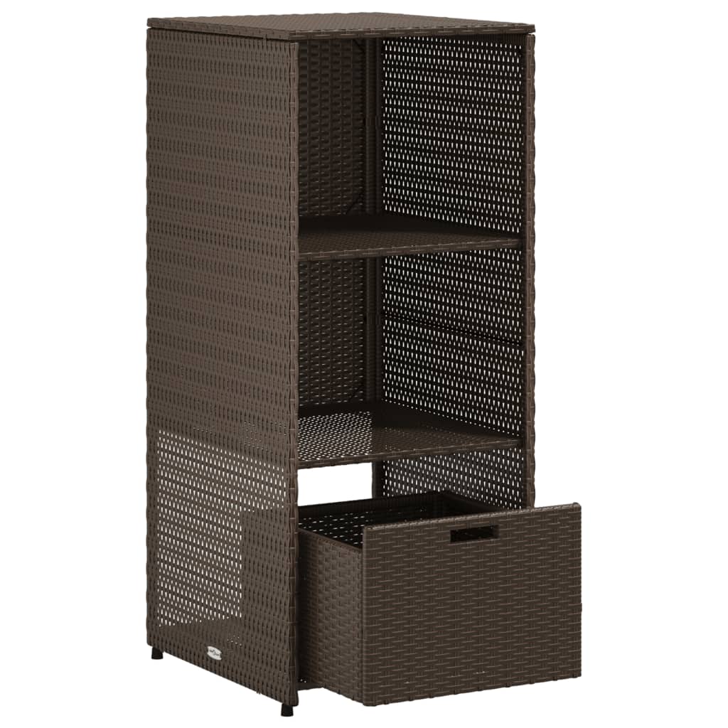 Barna polyrattan kerti tárolószekrény 50 x 55 x 115 cm
