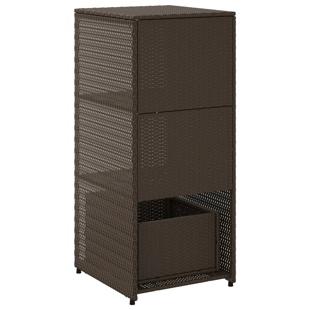 Barna polyrattan kerti tárolószekrény 50 x 55 x 115 cm