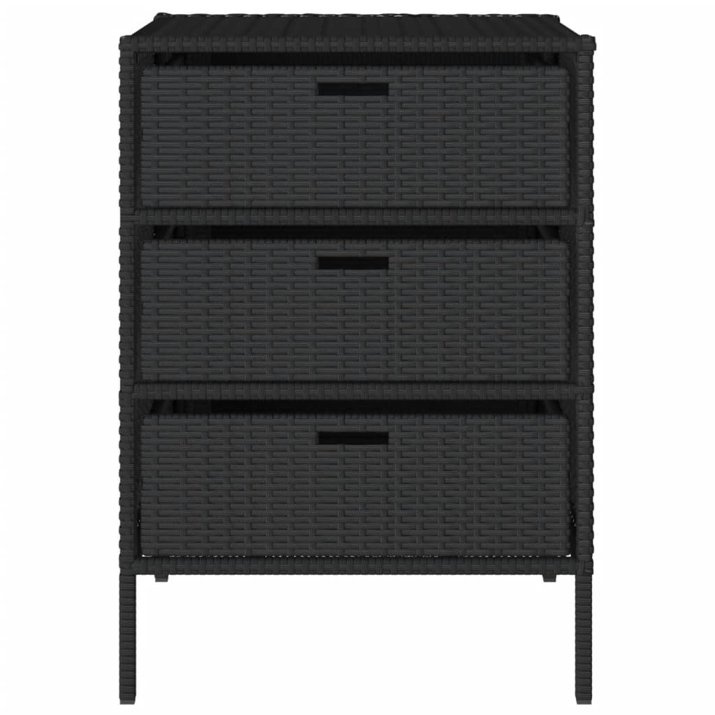 Fekete polyrattan kerti tárolószekrény 55 x 59 x 80 cm